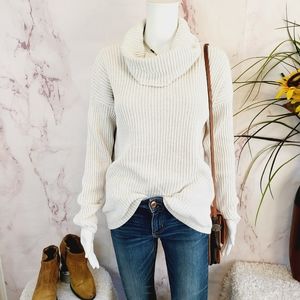 Rachel Zoe soft knit cowl neck cream sweater